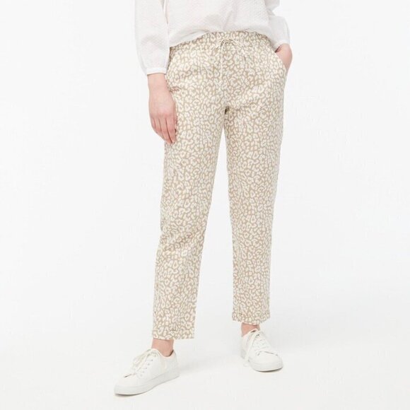J. Crew Linen Cotton Leopard Drawstring Pant Size 6 - Picture 6 of 6